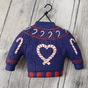 Department 56 Hanging Blue Sweater with Candy Cane Detail Ornament